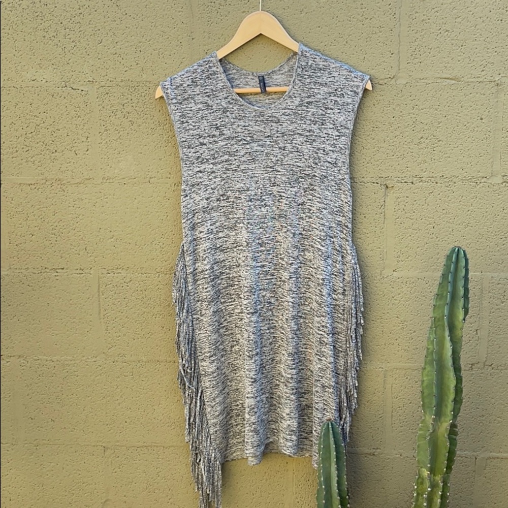 Riller & Fount grey long top with fringe